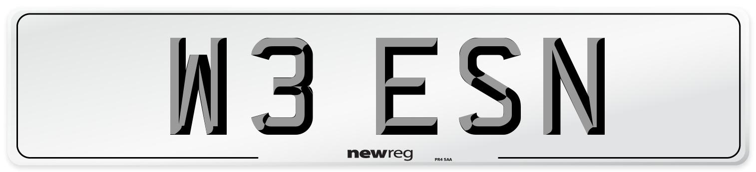 W3 ESN Number Plate from New Reg